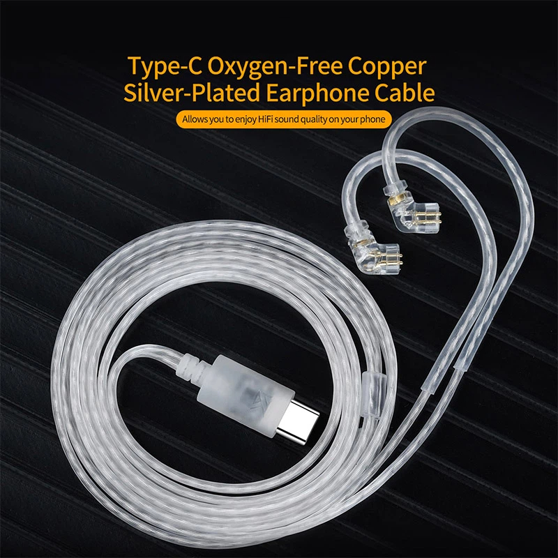 Usb C Earphone - Кабель для наушников KZ, OFC, посеребренный,
